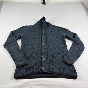 Alex Mill Sweater Mens‎ Small Blue Herringbone Cardigan Stretch Shawl Collar